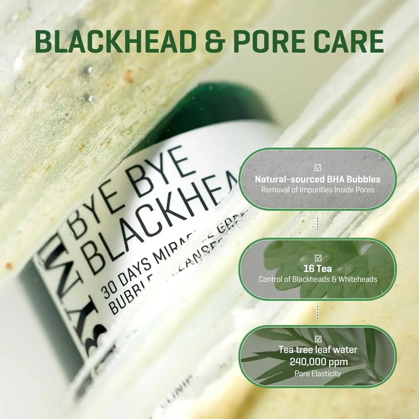 SOME BY MI Bye Bye Black head 30 Days Miracle Green Tea Tox Bubble Cleanser 120g