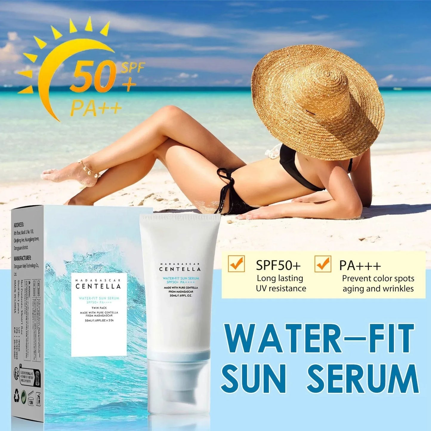 SKIN1004 - Madagascar Centella Hyalu-Cica Water-Fit Sun Serum SPF50 PA++++ - 50ml