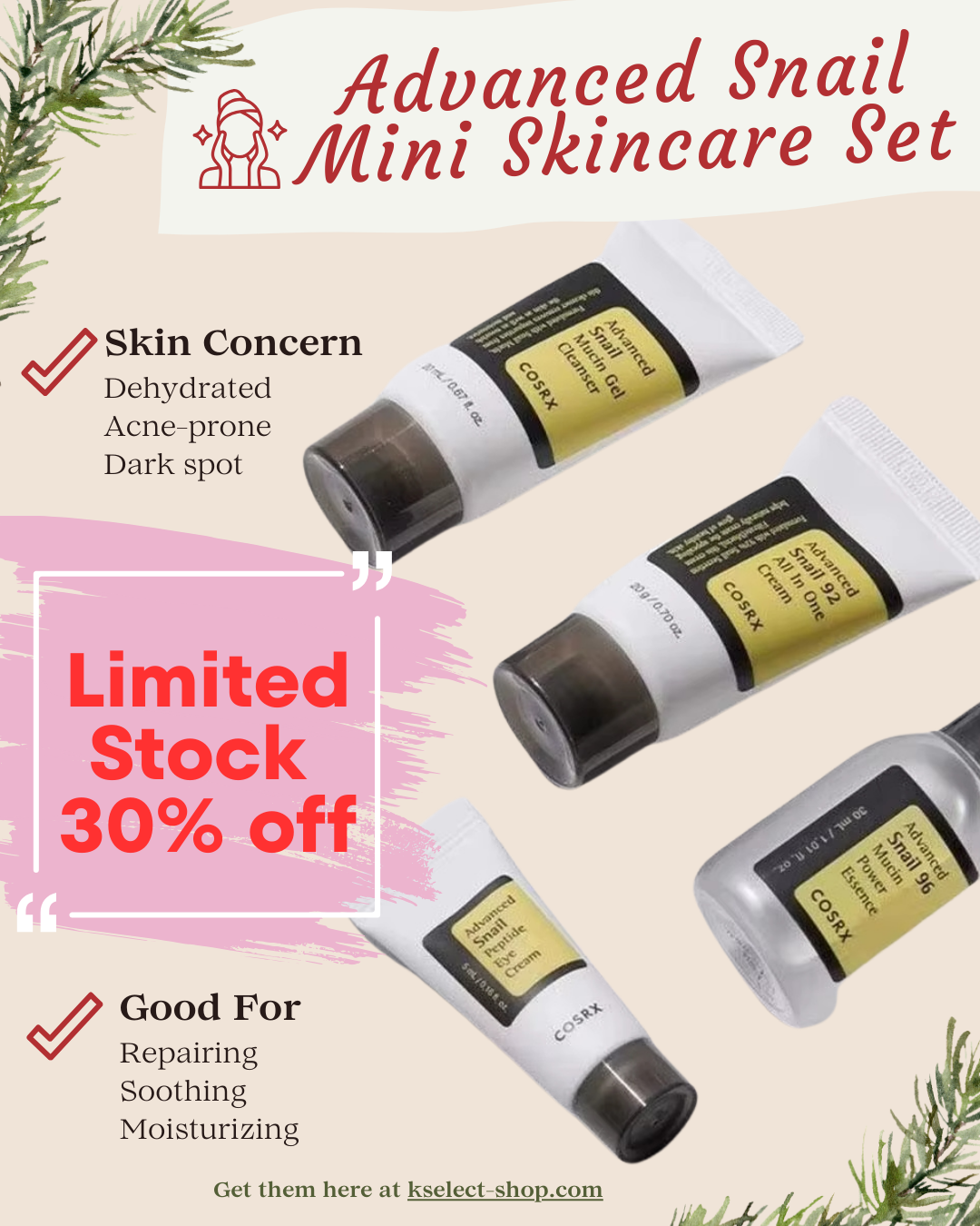 COSRX Advanced Snail Mini Skincare Set [100 pcs Limited stock – 30% off]