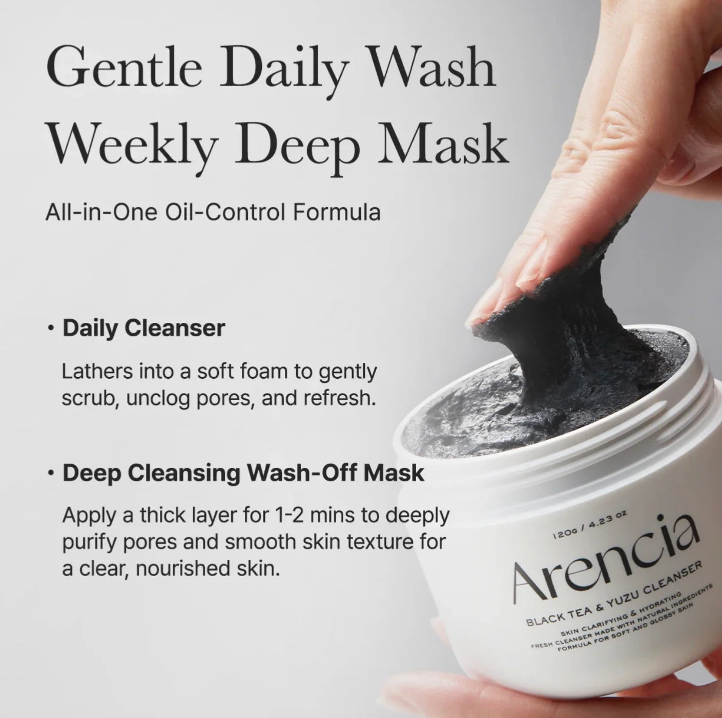 Arencia Black Tea & Yuzu Rice Mochi Cleanser 120g