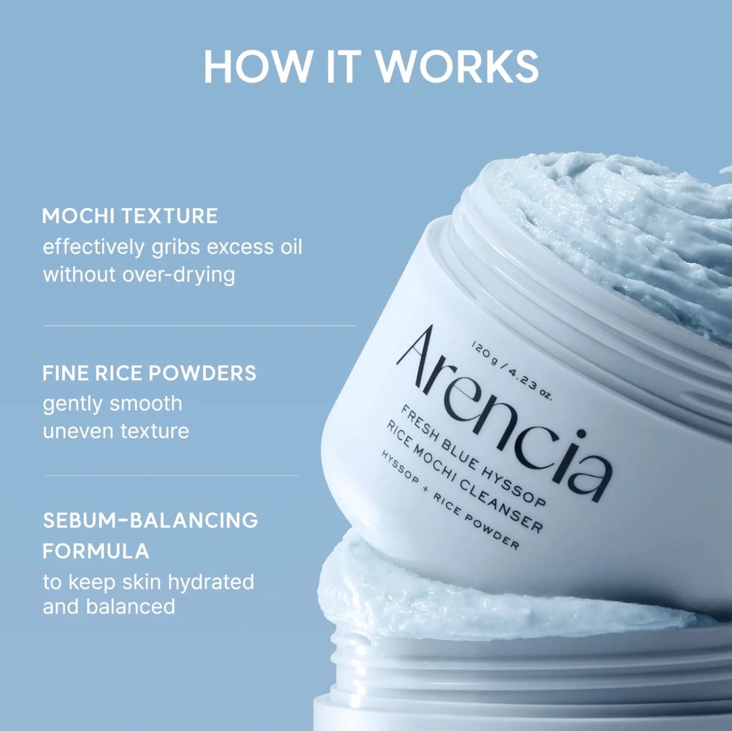 Arencia Blue Hyssop Rice Mochi Cleanser 120g