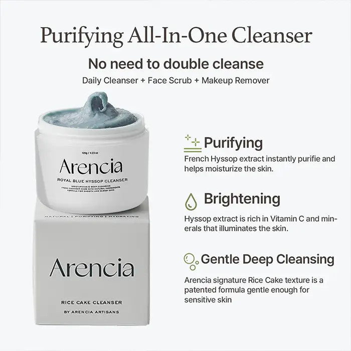 Arencia Blue Hyssop Rice Mochi Cleanser 120g