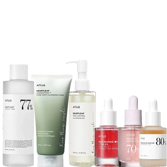ANUA All-in-One Brightening & Soothing Skincare Set (6-Step Routine)