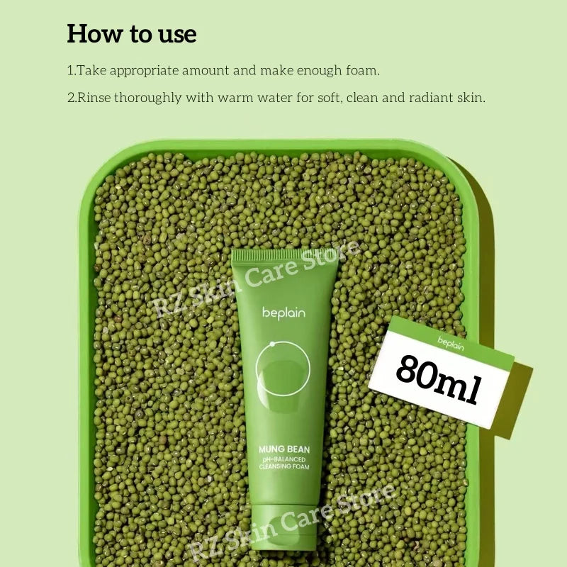 beplain Mung Bean pH-Balanced Cleansing Foam 80ml