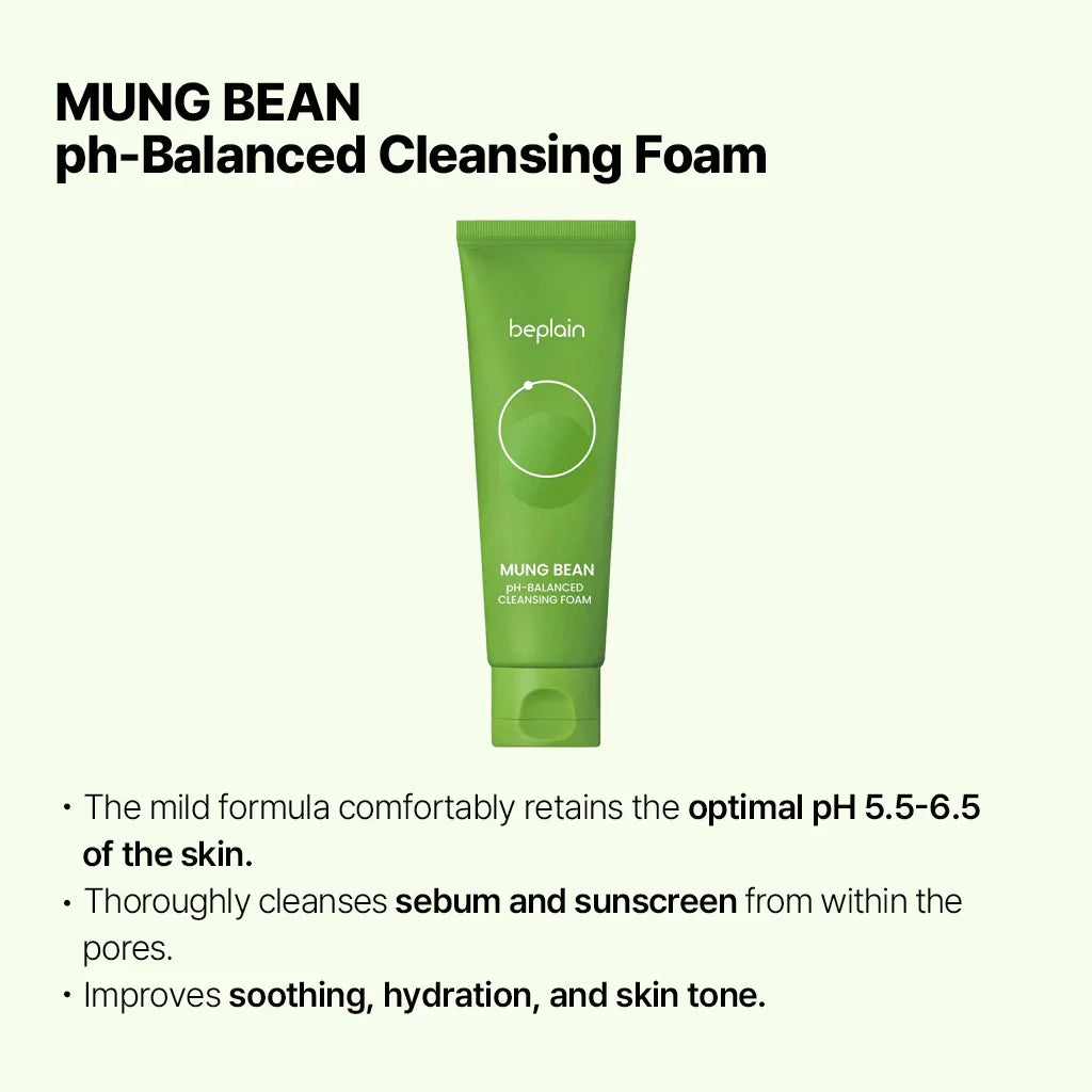 beplain Mung Bean pH-Balanced Cleansing Foam 80ml